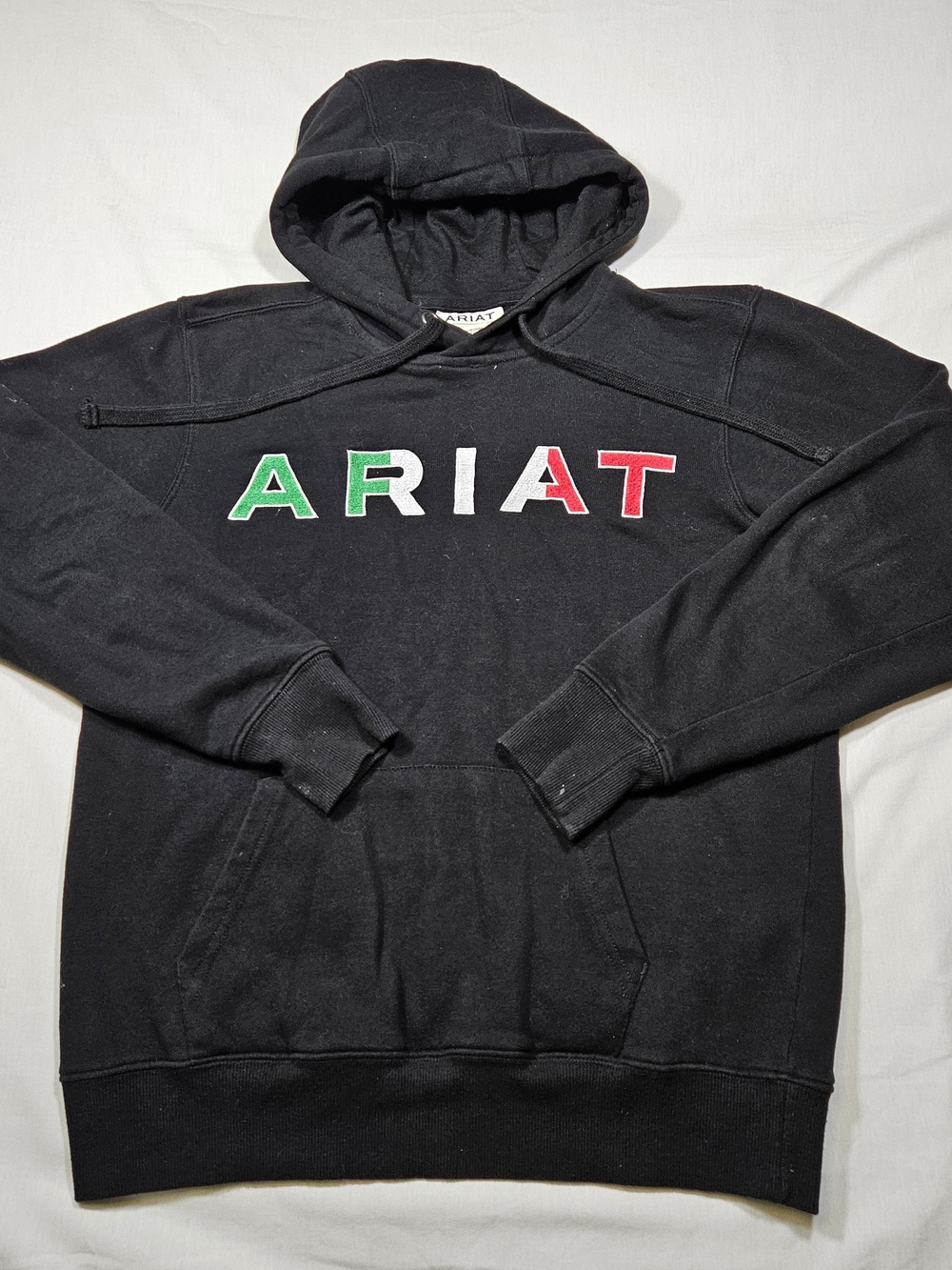 Ariat REAL Women's XS Black Mexico Flag Logo Embroidered Hoodie Sweatshirt